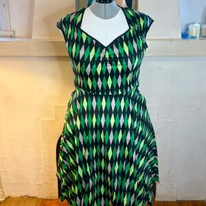 Pinup Couture Green Harlequin Heidi with pockets